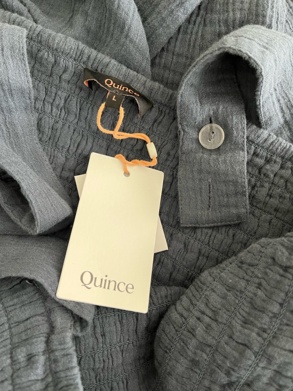 NWT Quince Women’s Organic Cotton Indigo Blue Wide-Leg Jumpsuit Size Large - Picture 8 of 11